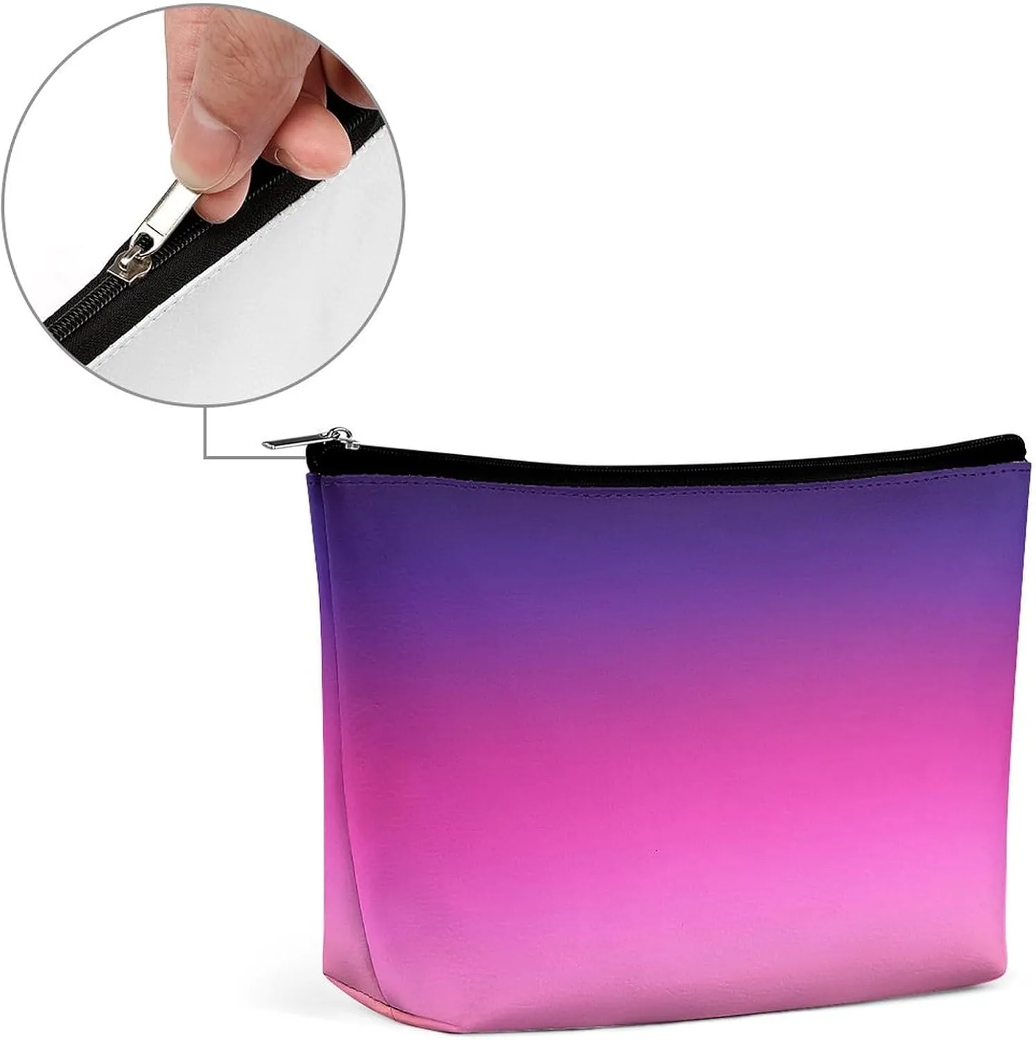 Small Cosmetic Bag, Trendy Neon Pink Purple and Light Orange Makeup Bags Elegant Roomy Pouch for Women,Travel Toiletry Accessories Organizer