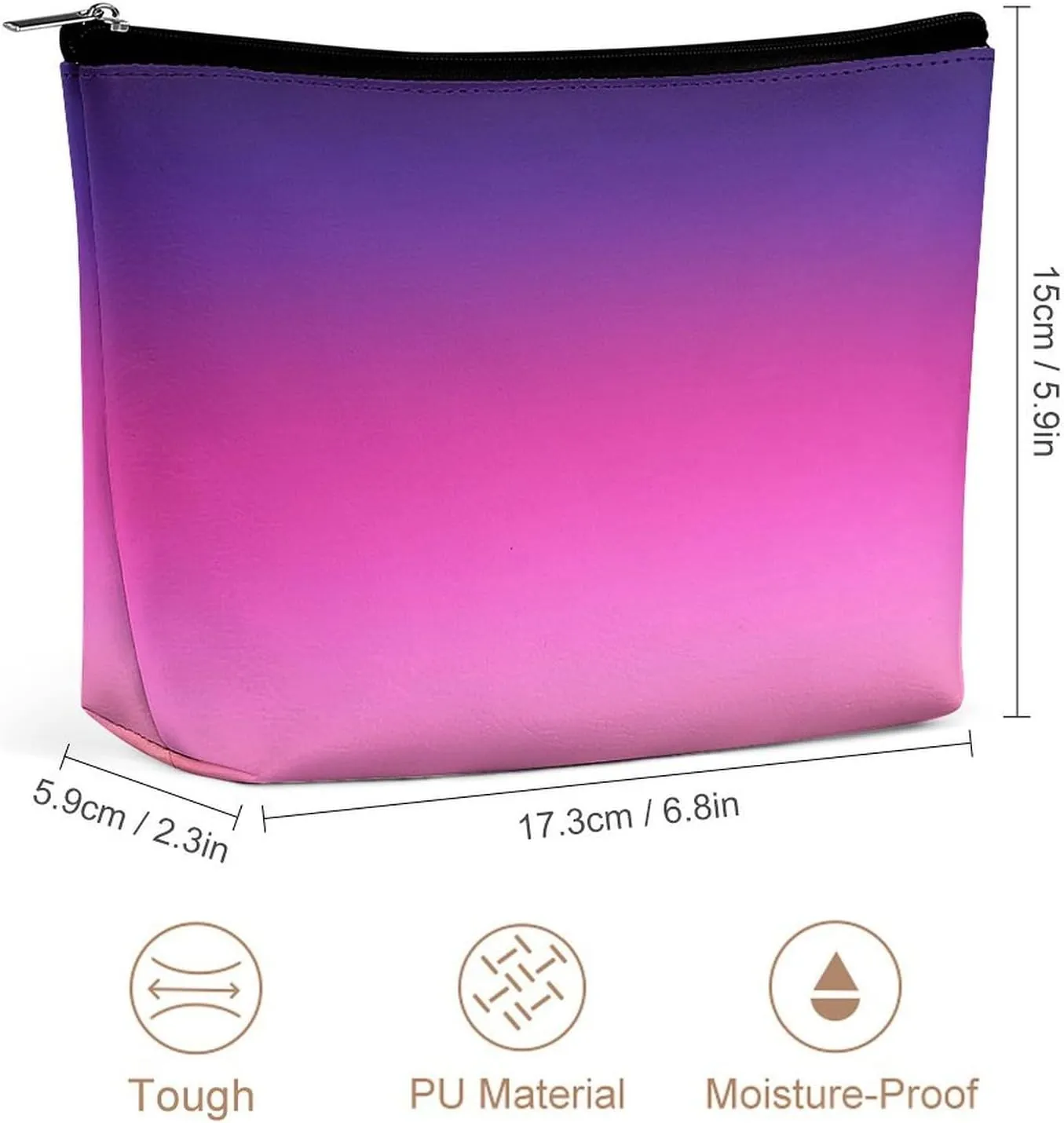 Small Cosmetic Bag, Trendy Neon Pink Purple and Light Orange Makeup Bags Elegant Roomy Pouch for Women,Travel Toiletry Accessories Organizer