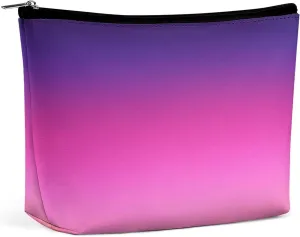 Small Cosmetic Bag, Trendy Neon Pink Purple and Light Orange Makeup Bags Elegant Roomy Pouch for Women,Travel Toiletry Accessories Organizer