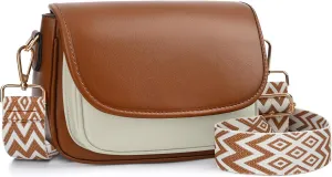 Small Crossbody Bags for Women Trendy Flap Saddle Purses Vegan Leather Shoulder Bags with Guitar Strap