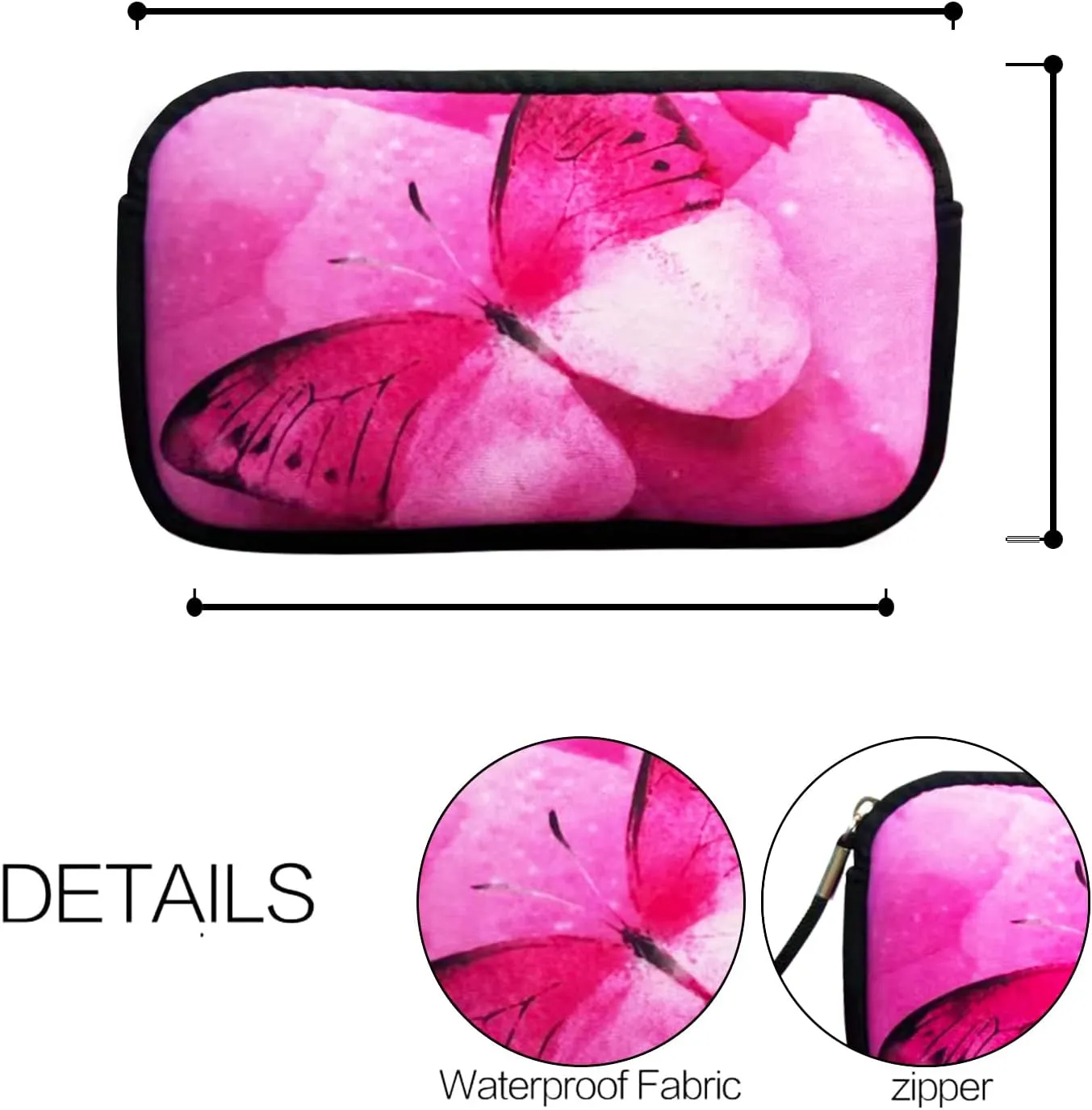 Small Toiletry Bags for Women, Adorable Roomy Makeup Pouch- Purse Cute Cosmetic Bag Travel Toiletry Bag Pouch Waterproof Organizer Bag (Pink Butterfly)
