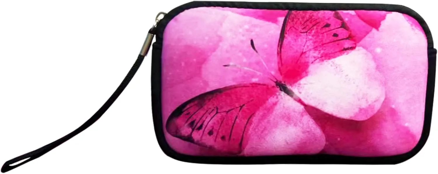Small Toiletry Bags for Women, Adorable Roomy Makeup Pouch- Purse Cute Cosmetic Bag Travel Toiletry Bag Pouch Waterproof Organizer Bag (Pink Butterfly)