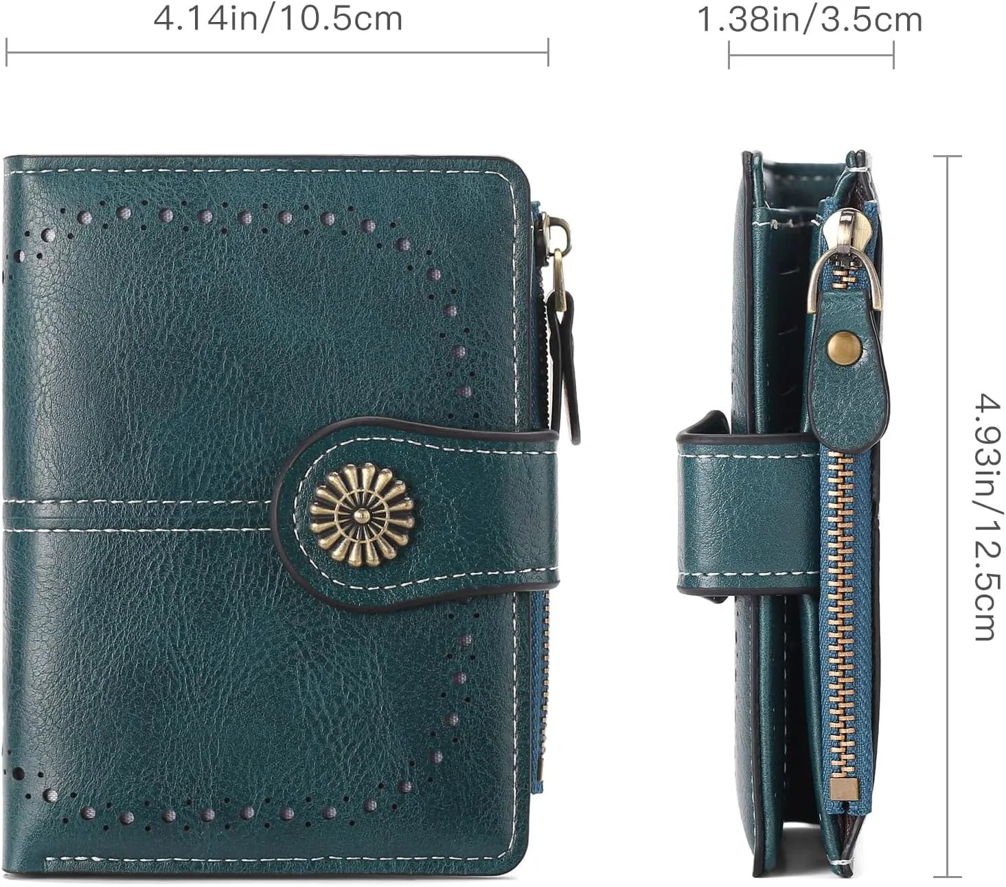 Small Women Wallet Leather RFID Blocking Card Holder Bifold Compact Wallets with ID Window and Zipper Coin Pocket