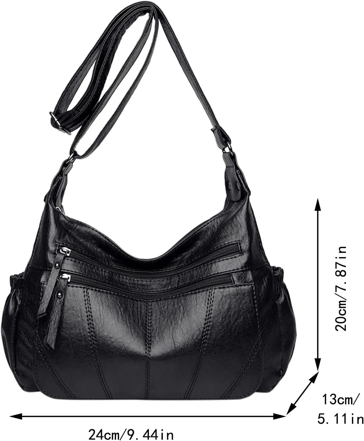 Soft Bucket Bag In Denim, Deep Blue Genuine Leather Shoulder Bags Stylish Hobo Handbags Purses Crossbody Bags for Women