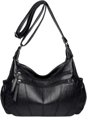 Soft Bucket Bag In Denim, Deep Blue Genuine Leather Shoulder Bags Stylish Hobo Handbags Purses Crossbody Bags for Women