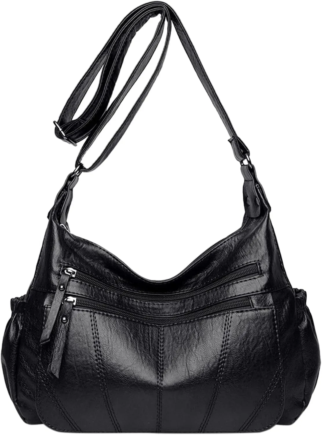 Soft Bucket Bag In Denim, Deep Blue Genuine Leather Shoulder Bags Stylish Hobo Handbags Purses Crossbody Bags for Women