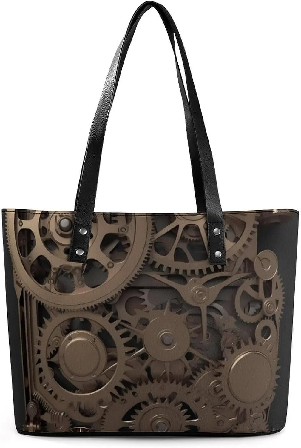 Steampunk Mechanical Gears Leather Lady's Handbag Crossbody Purse for Women Ladies Soft Shoulder Bag Medium Roomy Handbag Fashion Tote Top Handle Satchel