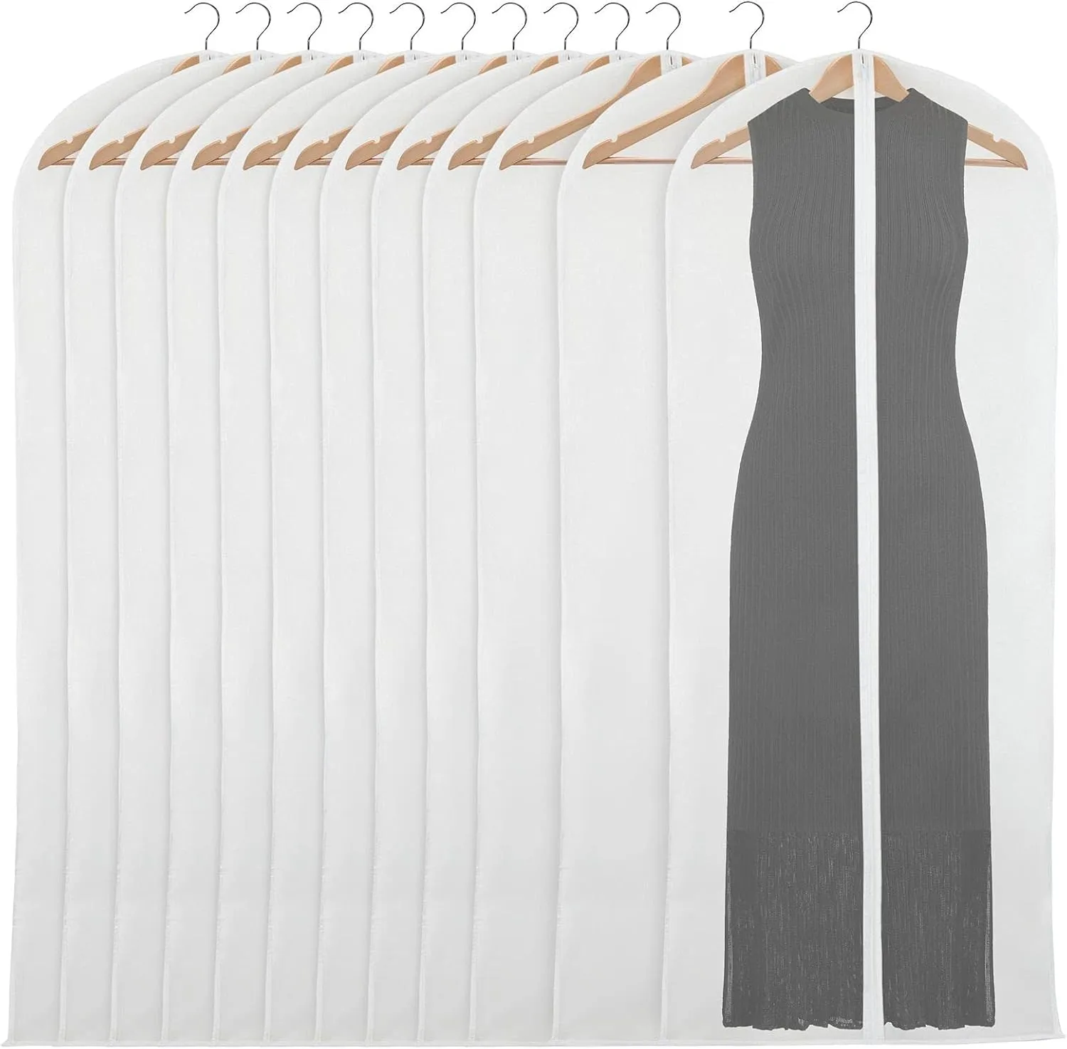 Stockroom Plus Clear Garment Bag Covers, Zippered Closet Bags for Clothes (24x60 Inch) - 12 Pack