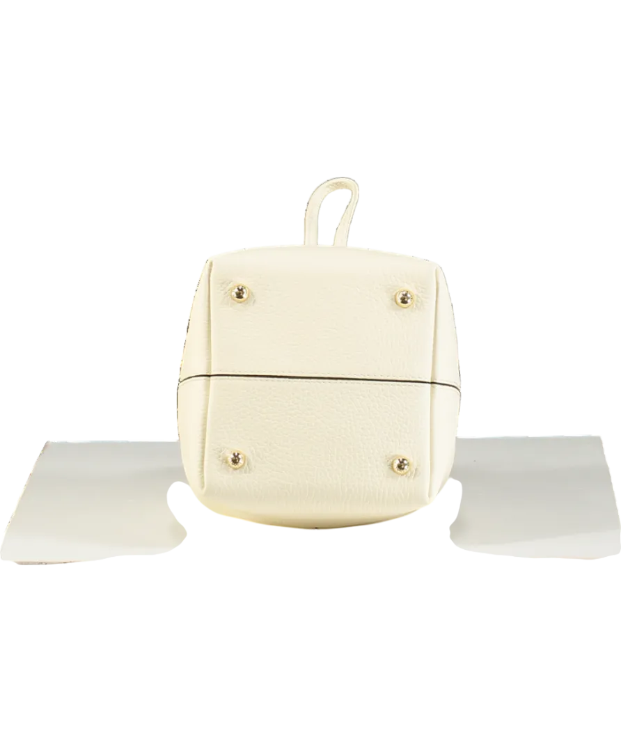 Strathberry White Luxury Leather Ltd Edition Vanilla Lana Osette Bucket Bag With Top Handle And Shoulder Strap