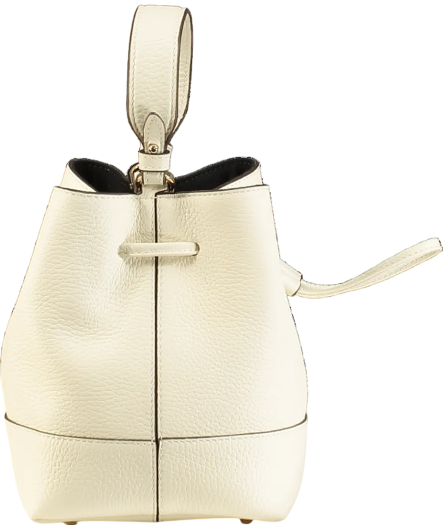 Strathberry White Luxury Leather Ltd Edition Vanilla Lana Osette Bucket Bag With Top Handle And Shoulder Strap