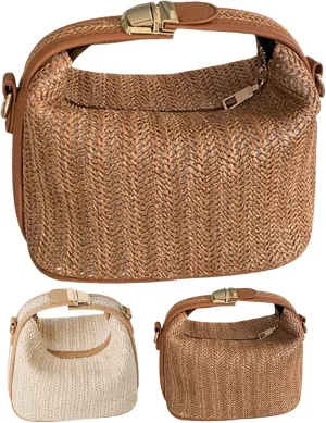 Straw Crossbody Bags for Women Trendy Summer Beach Vacation Outfit Casual Versatile Patched Design Handbag Bucket Tote