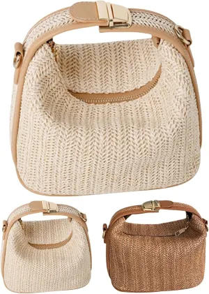 Straw Crossbody Bags for Women Trendy Summer Beach Vacation Outfit Casual Versatile Patched Design Handbag Bucket Tote