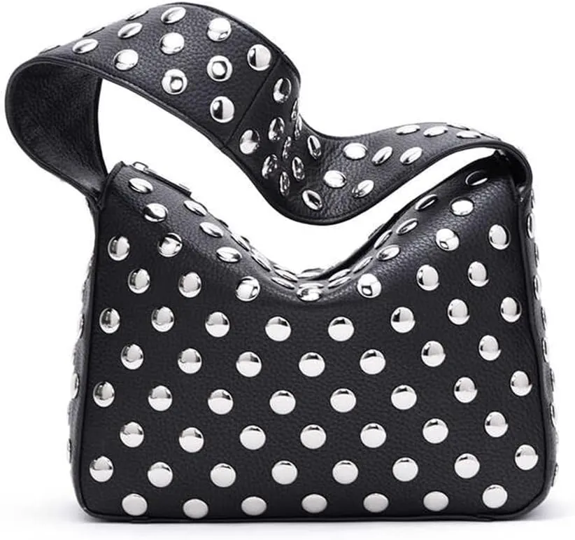 Studded Handbag for Women - Black Punk Shoulder Bag 90s 2000s Vegan Fall Fashion Trendy Purse