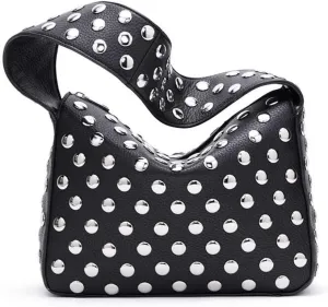 Studded Handbag for Women - Black Punk Shoulder Bag 90s 2000s Vegan Fall Fashion Trendy Purse
