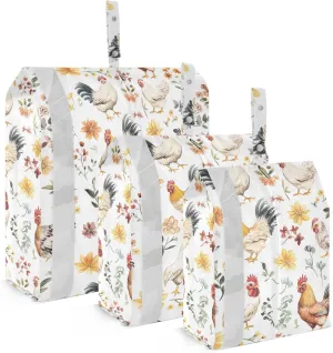 Sweet Pet Chicken White 3 Set Packing Travel Organizer Waterproof Garment Bag Closet Storage Clothing Storage Bags Luggage Space Saver