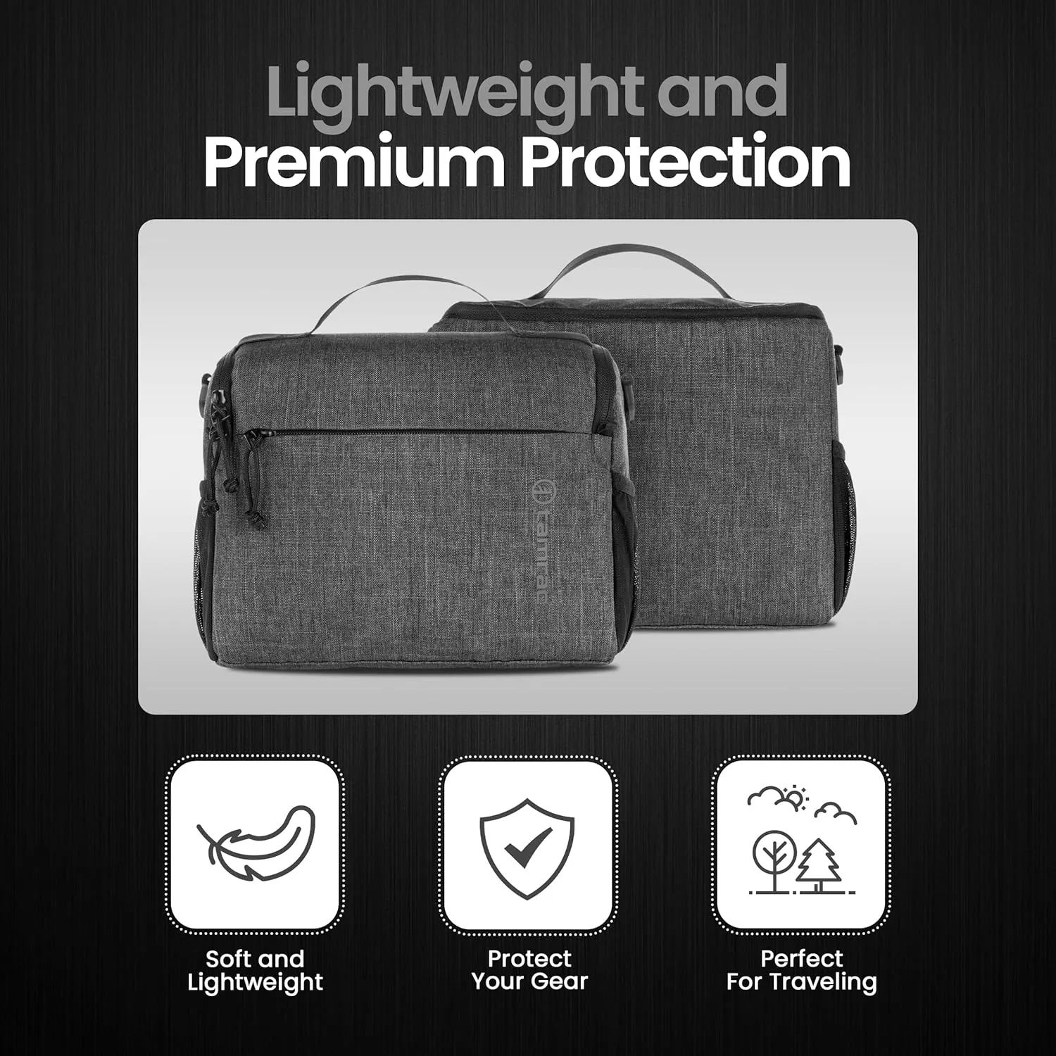 Tamrac Tradewind 6.8 Camera Bag for Photographers, Camera Case for Photography Accessories, Compact Camera Shoulder Bag for DSLR and Mirrorless Cameras, Crossbody Camera Bag for Women Men  Dark Grey