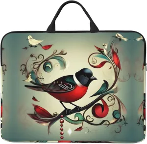 Teal Birds Musical Note 14in Laptop Case Sleeve Bag  Versatile Shoulder Messenger Briefcase, Designed for Business Travel