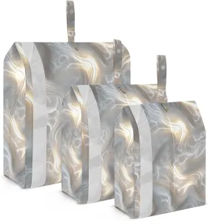 three-dimensional white wave abstract3 Set Packing Travel Organizer Reusable Closet Storage Travel Organizer Bag Room Organizers And Storage