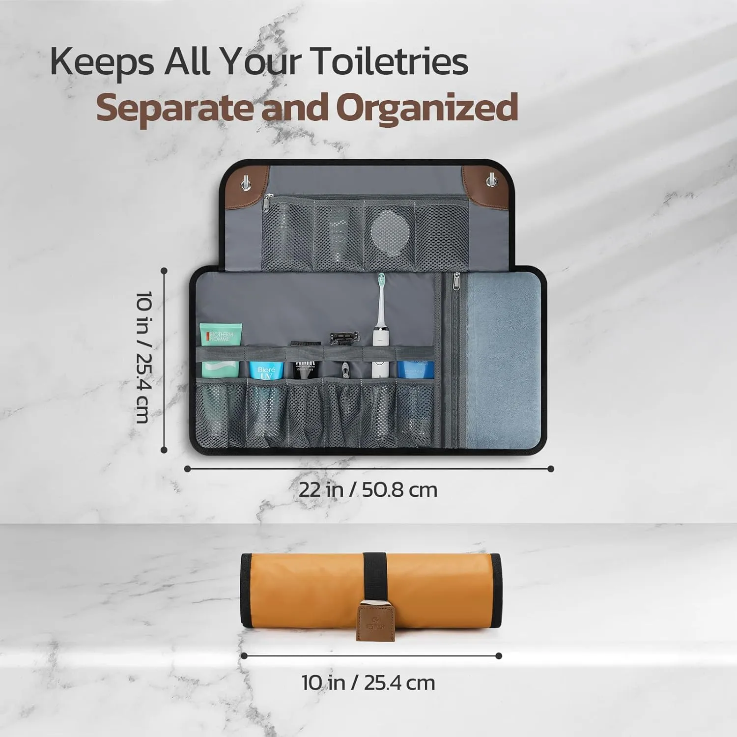 Toiletry Bag for Men, Travel Essentials Travel Toiletry Bag, Water-Resistant Compact Bathroom Roll Organizer for Hygiene, Shaving kit, Gifts for men