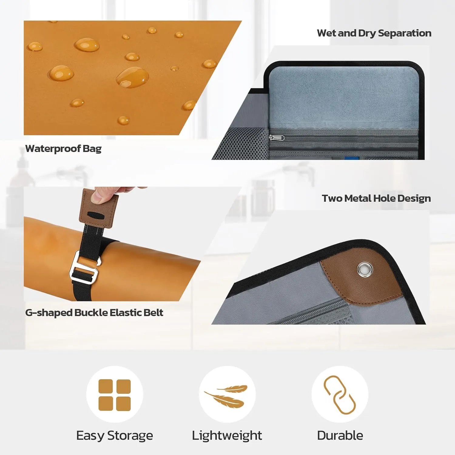 Toiletry Bag for Men, Travel Essentials Travel Toiletry Bag, Water-Resistant Compact Bathroom Roll Organizer for Hygiene, Shaving kit, Gifts for men