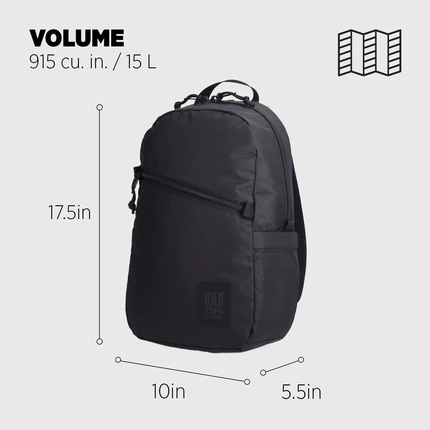 Topo Designs Light Pack - Versatile Everyday   Everywhere Bag, Internal Laptop Sleeve, Padded Shoulder Straps, 2024 Model (Black)