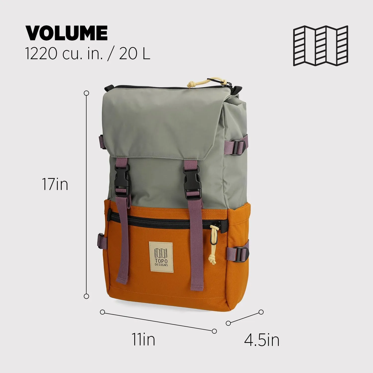 Topo Designs Unisex Rover Pack Classic, Beetle/Spice, One Size