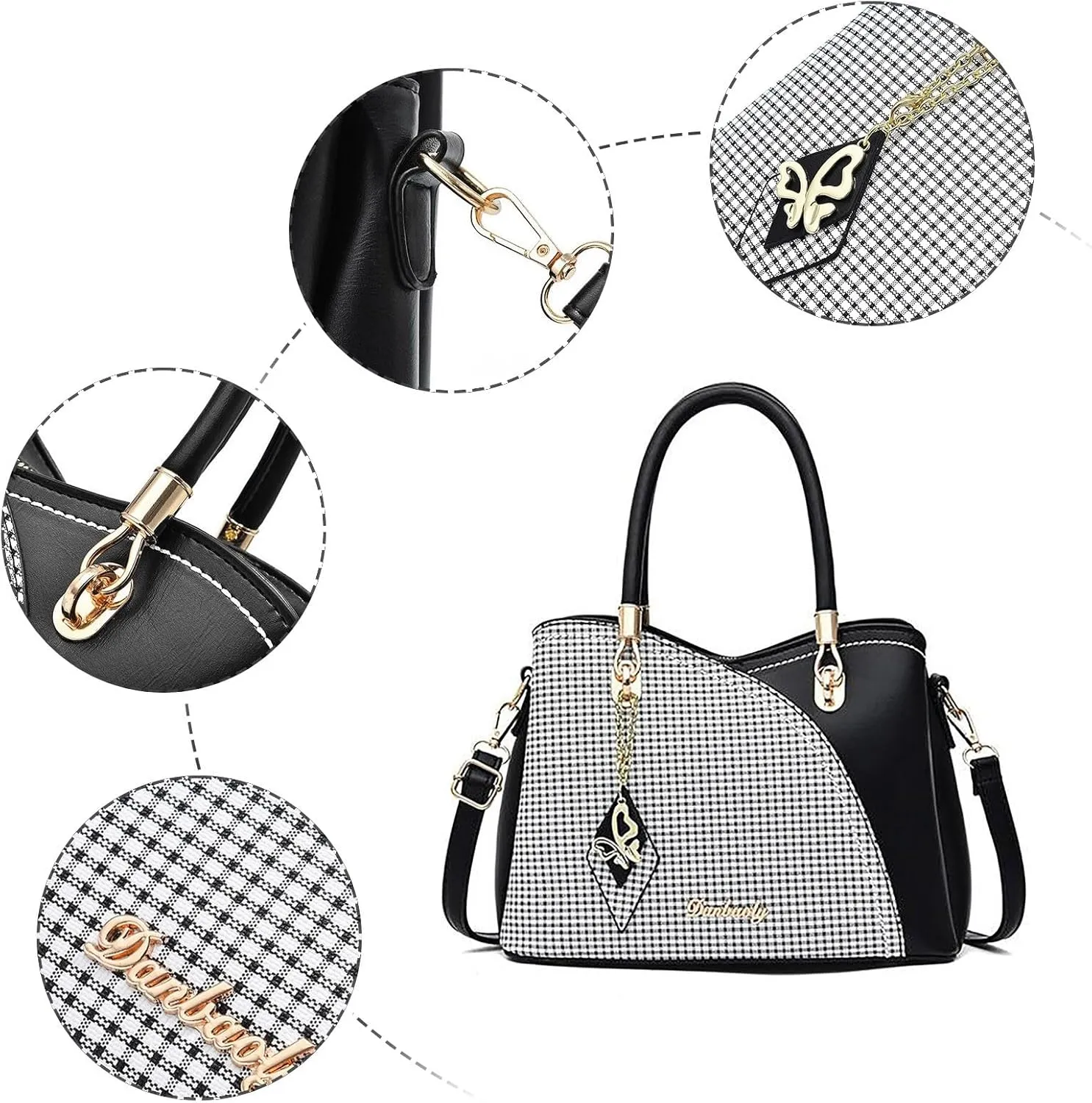 Tote Bag For Women Color Block Women Hobo Handbags Large Capacity Plaid Middle Shoulder Messenger Bag For Daily Work X