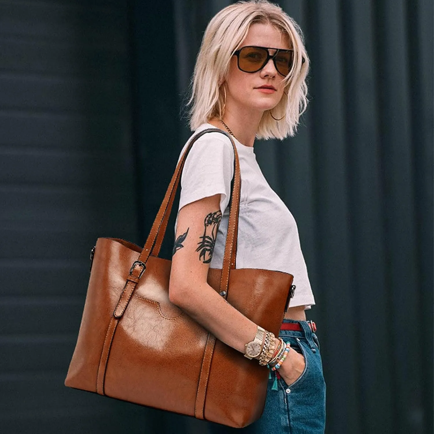 Tote Bag For Women Retro Hobo Handbags Woman Large Designer Ladies Bag Pocket Purse Leather For Daily Shopping Travel N