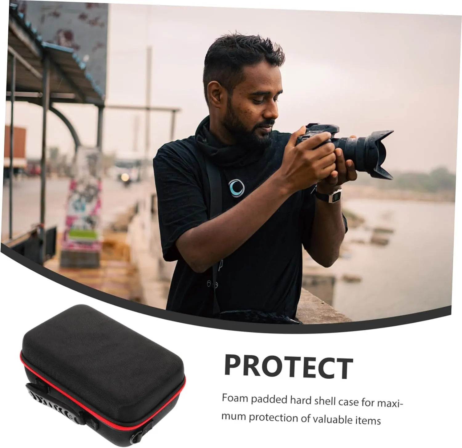 Travel Camera Bag Durable Splashproof Storage Case for Small Cameras with Padding Compact Portable Digital Accessory Organizer for Outdoor Use