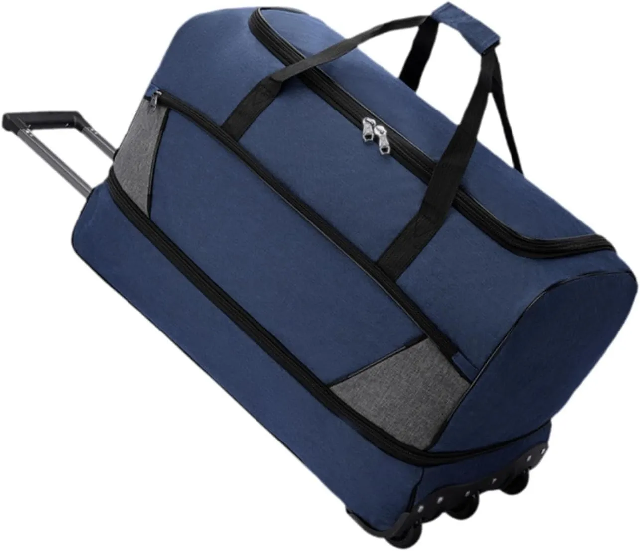 Travel Duffel Bag with Wheels Suit Dress Bag Carrying Case Telescopic Aluminum Handle for Gym Sport Water Resistant Versatile, Blue S