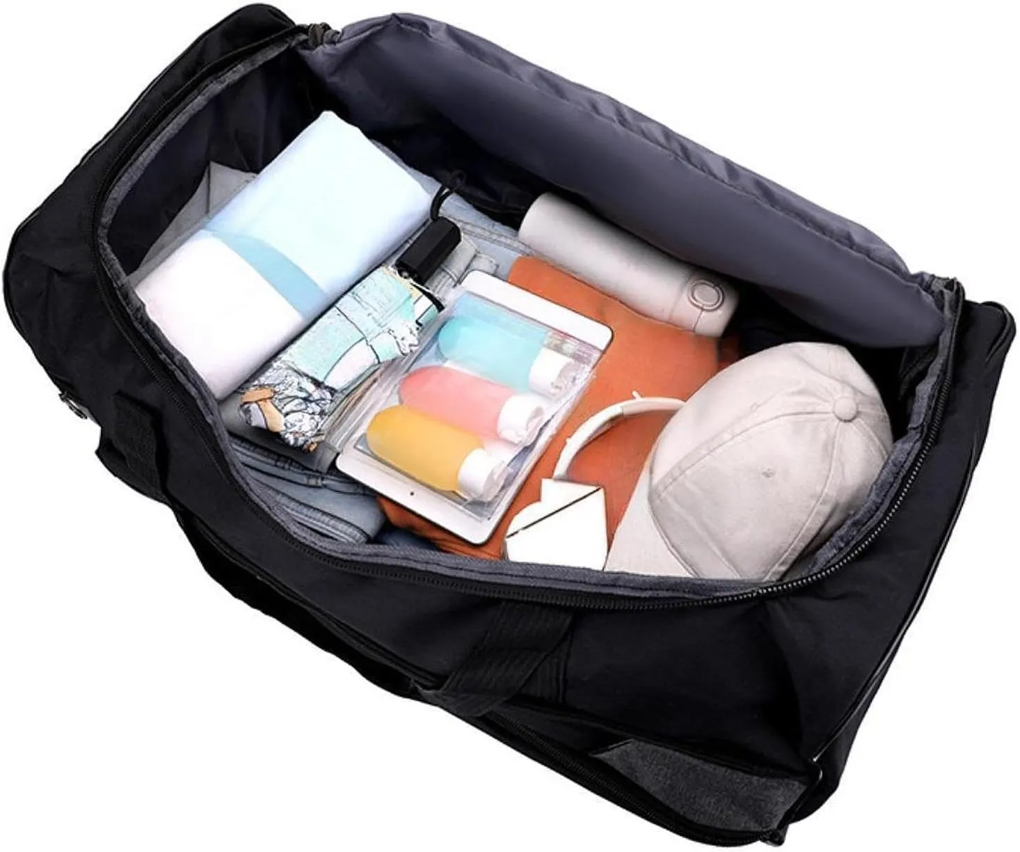 Travel Duffel Bag with Wheels Suit Dress Bag Carrying Case Telescopic Aluminum Handle for Gym Sport Water Resistant Versatile, Blue S