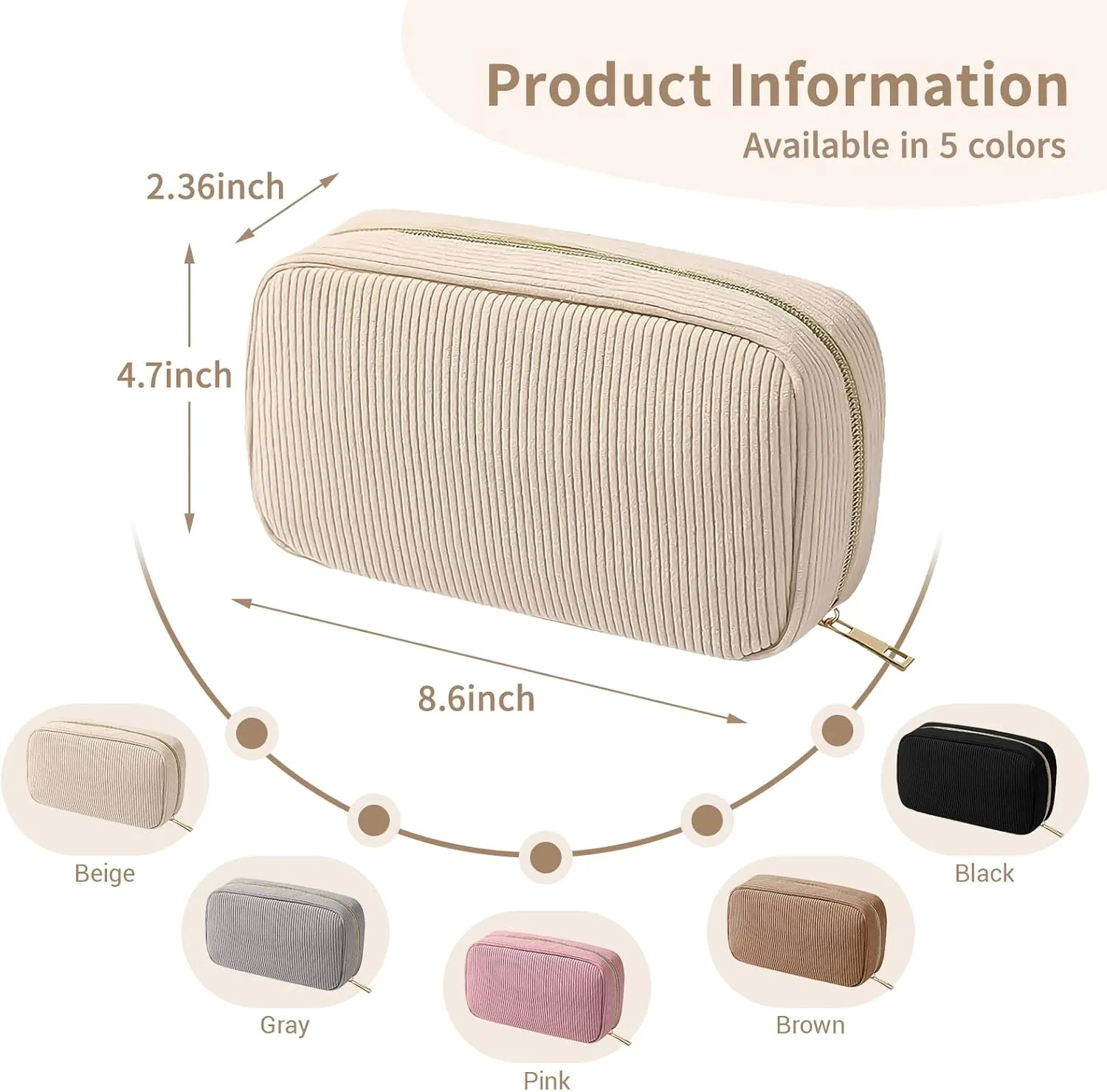 Travel Makeup Bag for Women Girls,Personalized Cosmetic Bags with Support for Custom Embroidery Effect Text,Travel Essentials Large Capacity Makeup Bags Gifts for Mom,Friends,Partners(Grey)