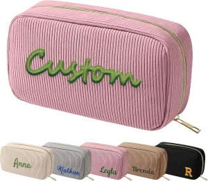 Travel Makeup Bag for Women Girls,Personalized Cosmetic Bags with Support for Custom Embroidery Effect Text,Travel Essentials Large Capacity Makeup Bags Gifts for Mom,Friends,Partners(Pink)