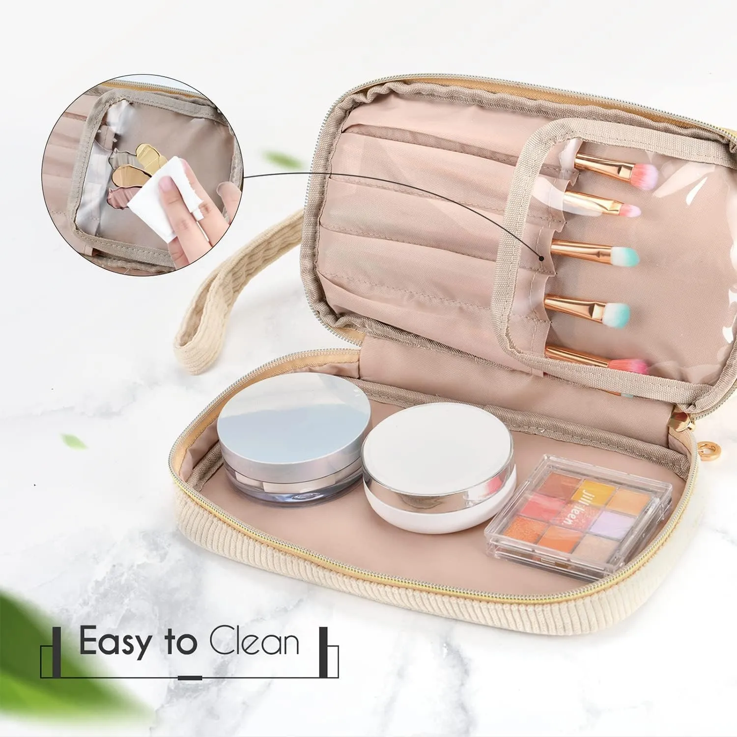 Travel Makeup Bag, Personalized Large Double Layer Make Up Gift Cosmetic Bag for Women, Initials Wide-open Makeup Pouch Organizer Bag for Girls, Roomy Makeup Travel Bags - MRS