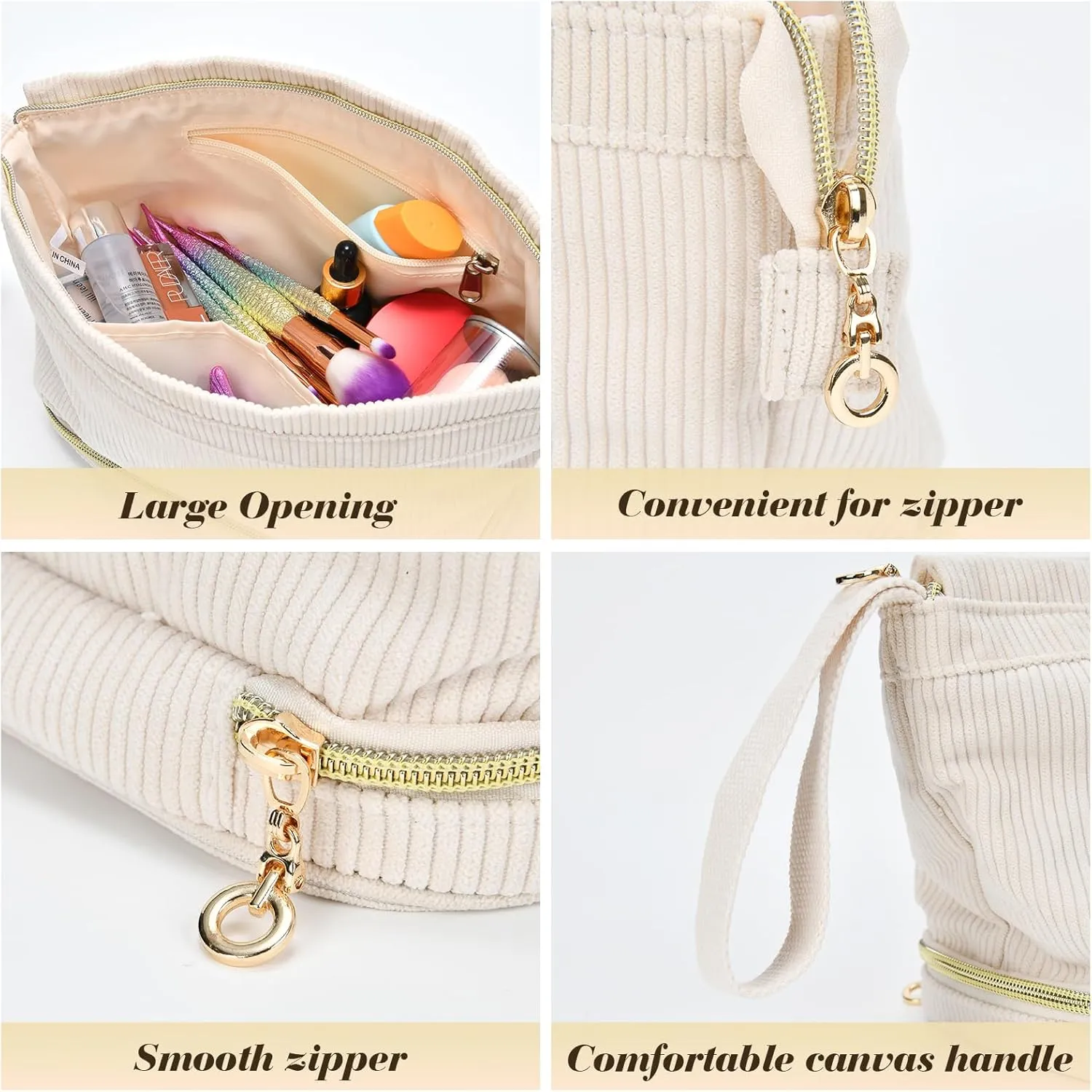 Travel Makeup Bag, Personalized Large Double Layer Make Up Gift Cosmetic Bag for Women, Initials Wide-open Makeup Pouch Organizer Bag for Girls, Roomy Makeup Travel Bags - MRS