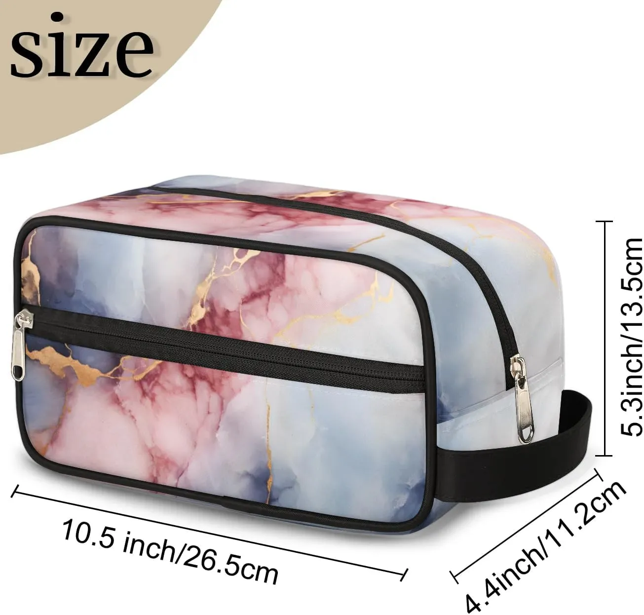 Travel Toiletry Bag for Women Men Classic Marble Themed Hanging Cosmetic Bag Waterproof Makeup Bag for Shaving Makeup Toothbrush & Travel Essentials