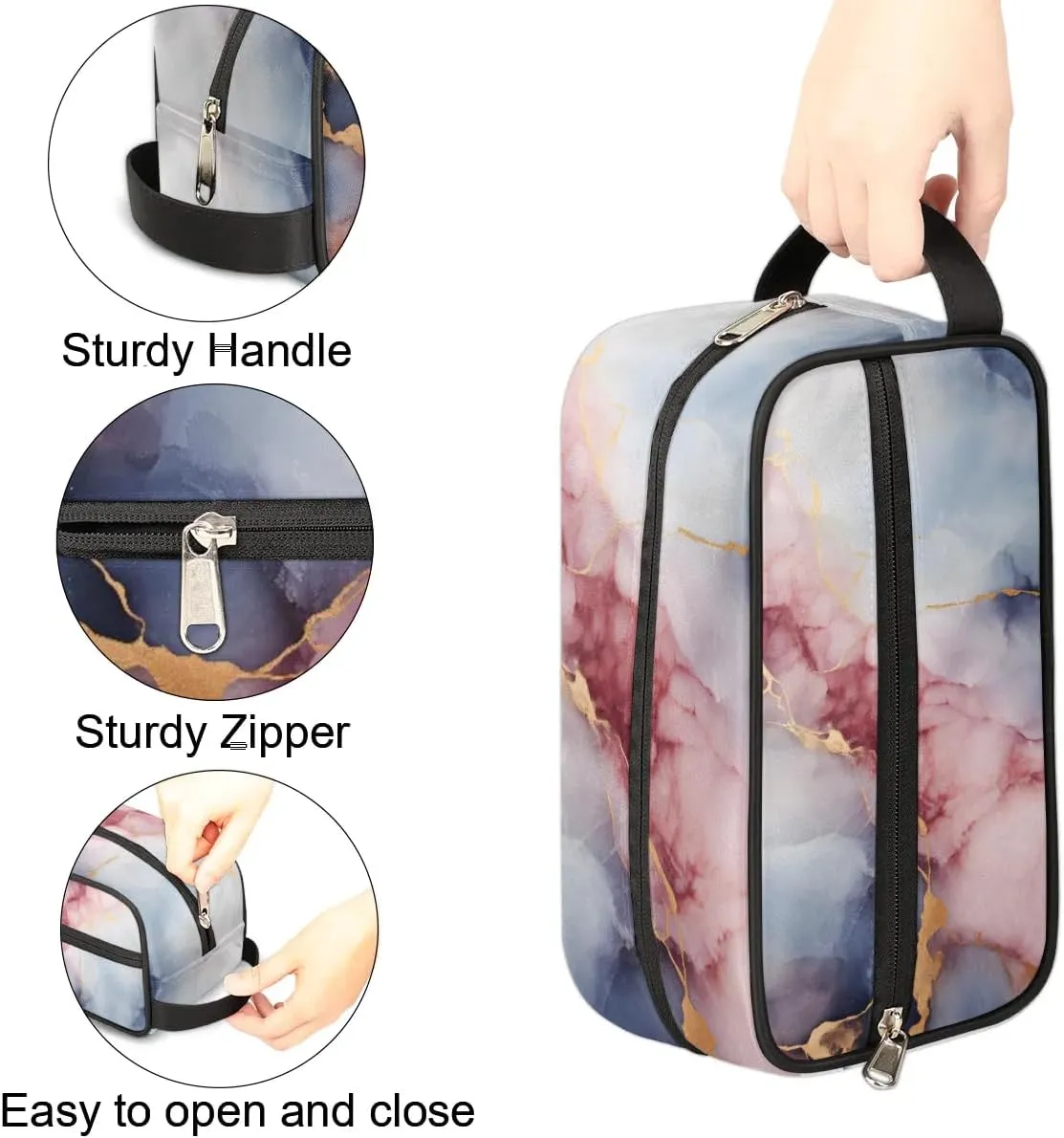 Travel Toiletry Bag for Women Men Classic Marble Themed Hanging Cosmetic Bag Waterproof Makeup Bag for Shaving Makeup Toothbrush & Travel Essentials