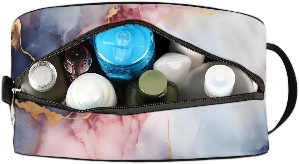 Travel Toiletry Bag for Women Men Classic Marble Themed Hanging Cosmetic Bag Waterproof Makeup Bag for Shaving Makeup Toothbrush & Travel Essentials