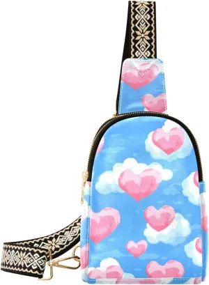 trendy Cloud Country Style Valentine's Day leather sling bag fashion fanny pack diaper bag for travel