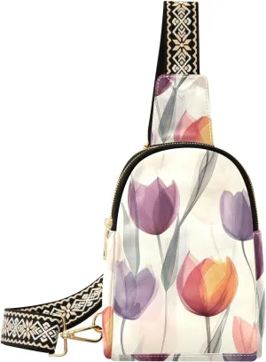 trendy flower Blended chest bag for leather shoulder fanny pack for day pack