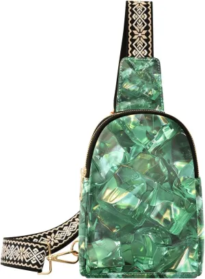 Trendy Green Transparent Ice Cubes bags for men anti-theft crossbody bags fanny pack for hiking