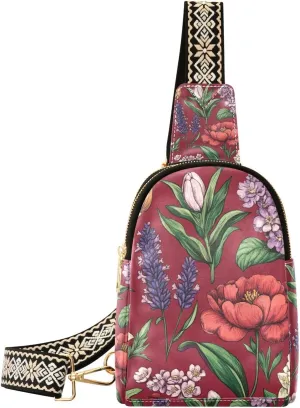 Trendy Oil Painting with Retro Flowers bags for men leather crossbody bags fanny pack for travel