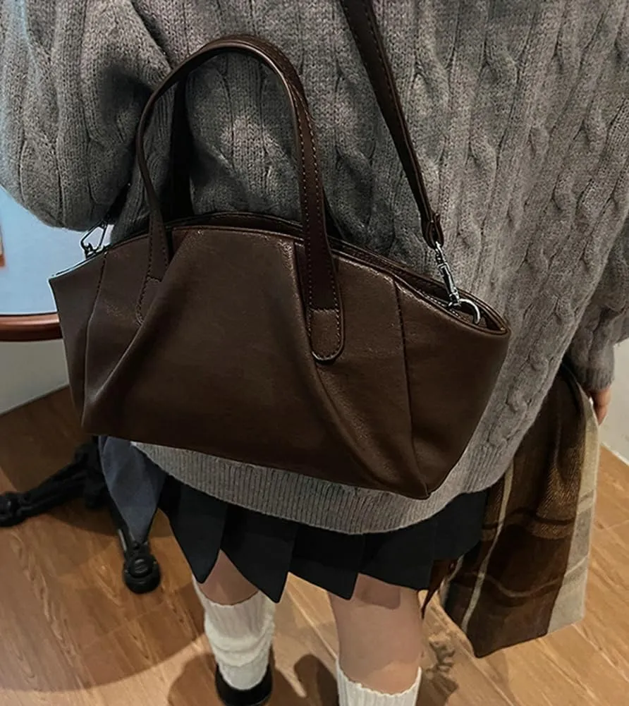Trendy Shoulder Bag Vegan Leather Tote Purse For Women Commuter Handbag Womens Versatile Satchel Work Purse Crossbody Bags