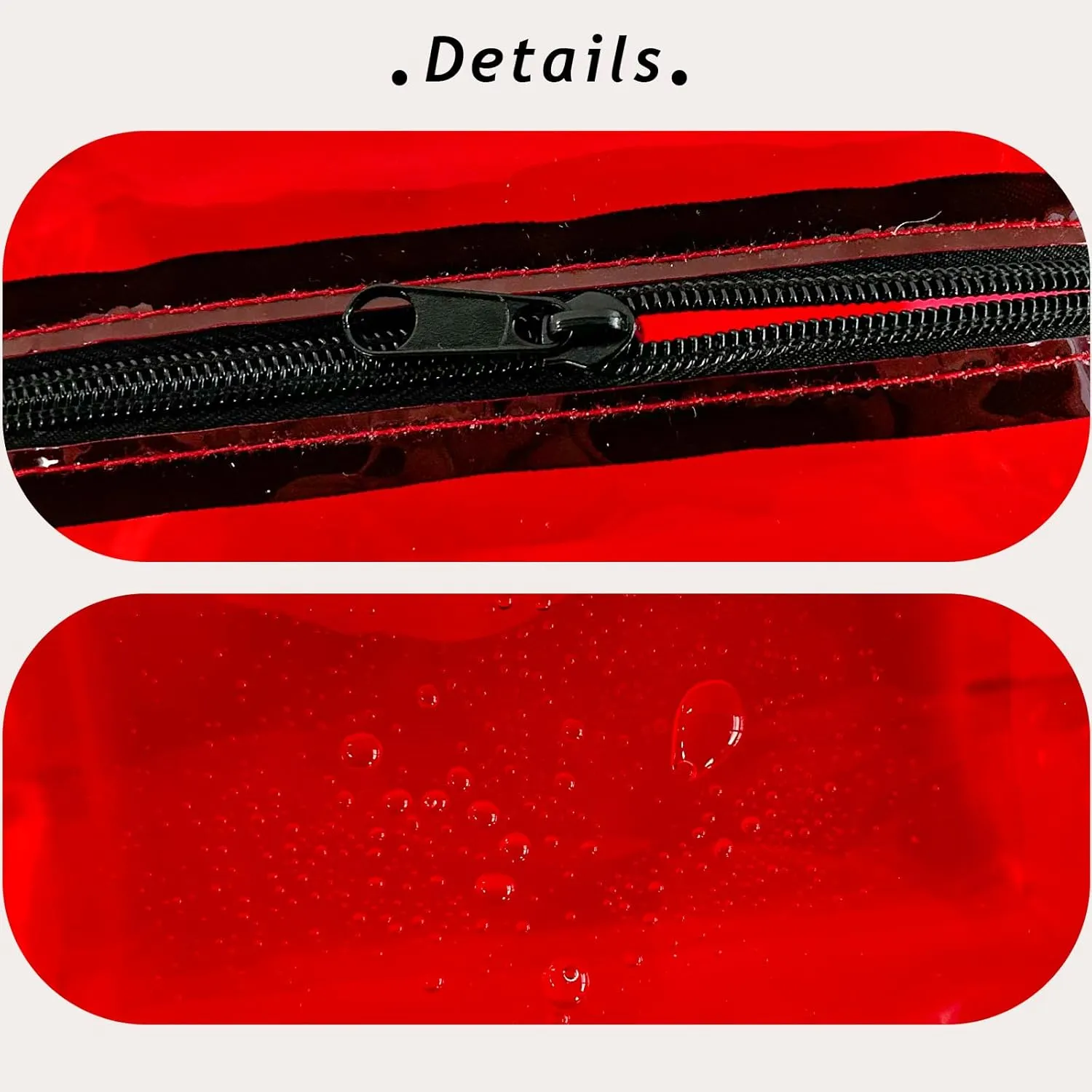 TSA Approved Clear PVC Toiletry Organizer Bag 2Pcs Multipurpose Transparent Pure Colour Travel Makeup Cosmetic Bag for Essentials (red)