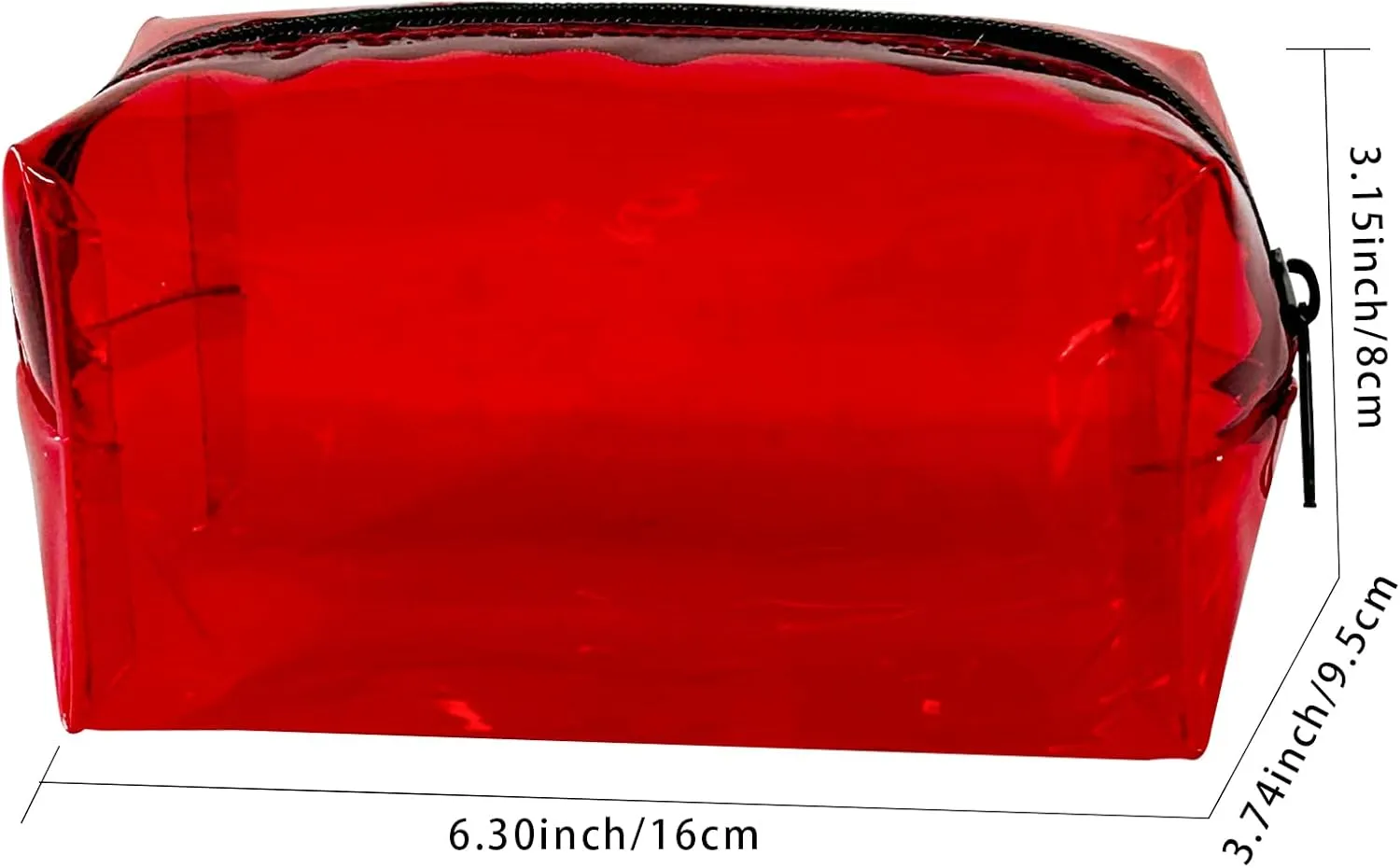 TSA Approved Clear PVC Toiletry Organizer Bag 2Pcs Multipurpose Transparent Pure Colour Travel Makeup Cosmetic Bag for Essentials (red)