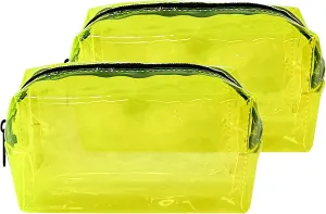 TSA Approved Clear PVC Toiletry Organizer Bag 2Pcs Multipurpose Transparent Pure Colour Travel Makeup Cosmetic Bag for Essentials (yellow)