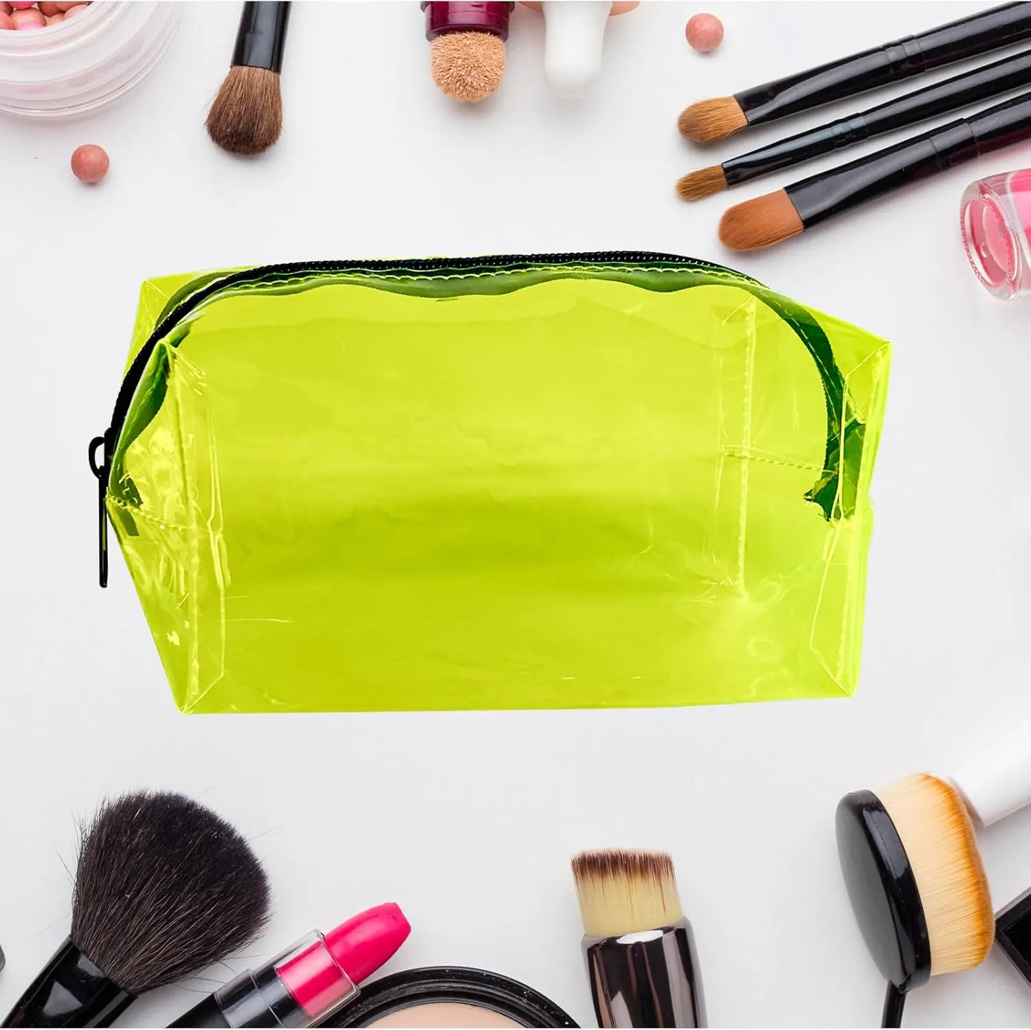 TSA Approved Clear PVC Toiletry Organizer Bag 2Pcs Multipurpose Transparent Pure Colour Travel Makeup Cosmetic Bag for Essentials (yellow)