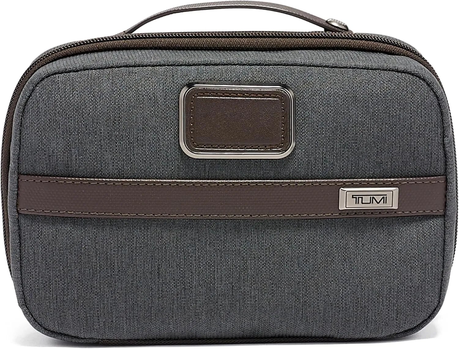 TUMI Alpha Split Travel Kit - Compact Toiletry Bag for Men & Women - Features Removable Leather Handle & 3 Zip Pockets