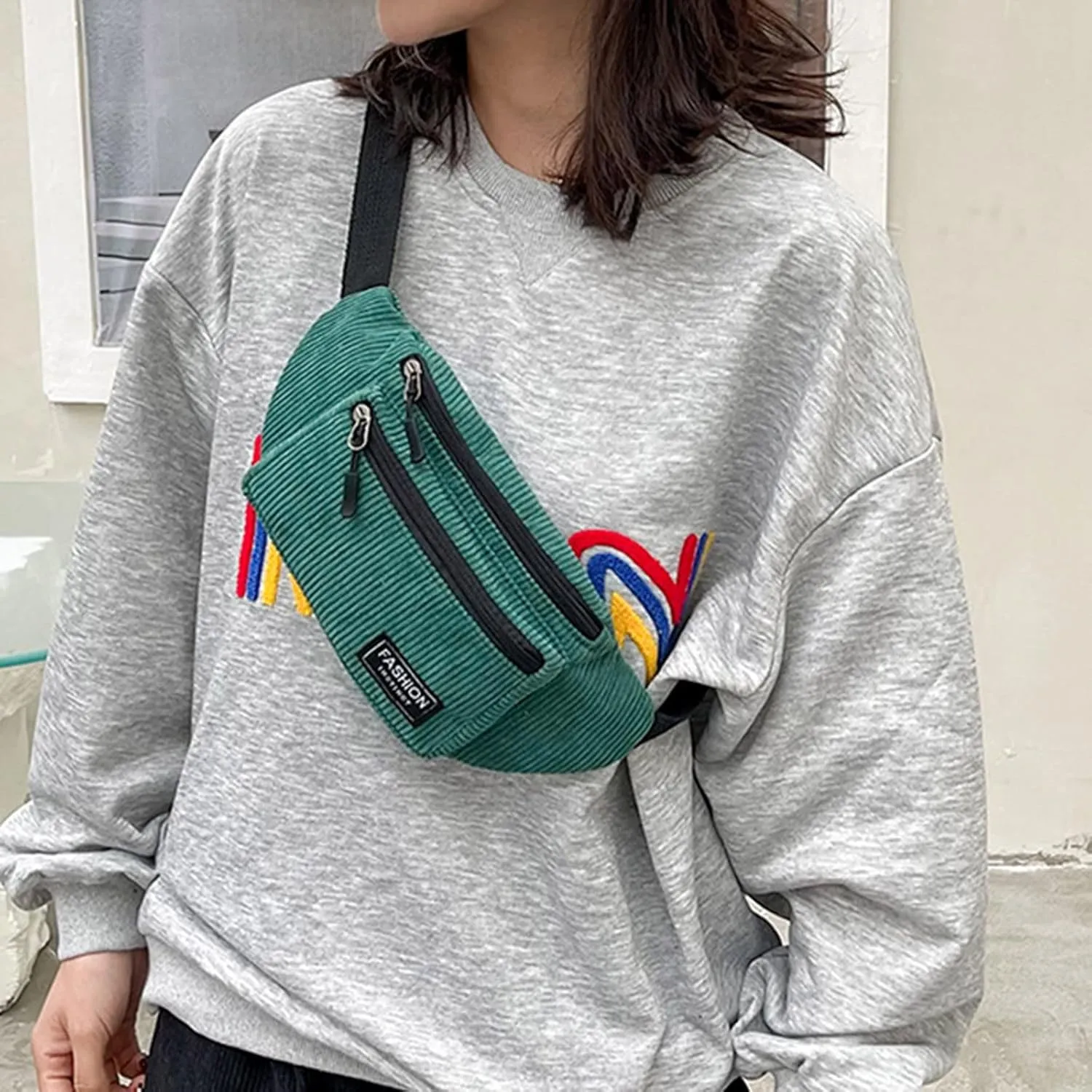 Vegan Leather Small Crossbody Bag for Women Chest Bags Sling Purses for Travel Shopping Sports Backpack(Green)