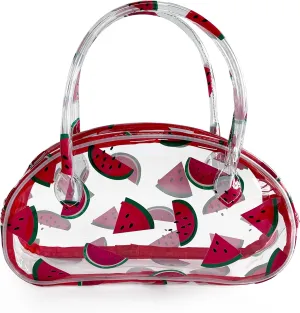 Versatile Travel Zipper Cosmetic Bag,Portable Handle PVC Pouch Waterproof Ideal for Travelling&Daily Use in Beauty&Personal Care (Watermelon)